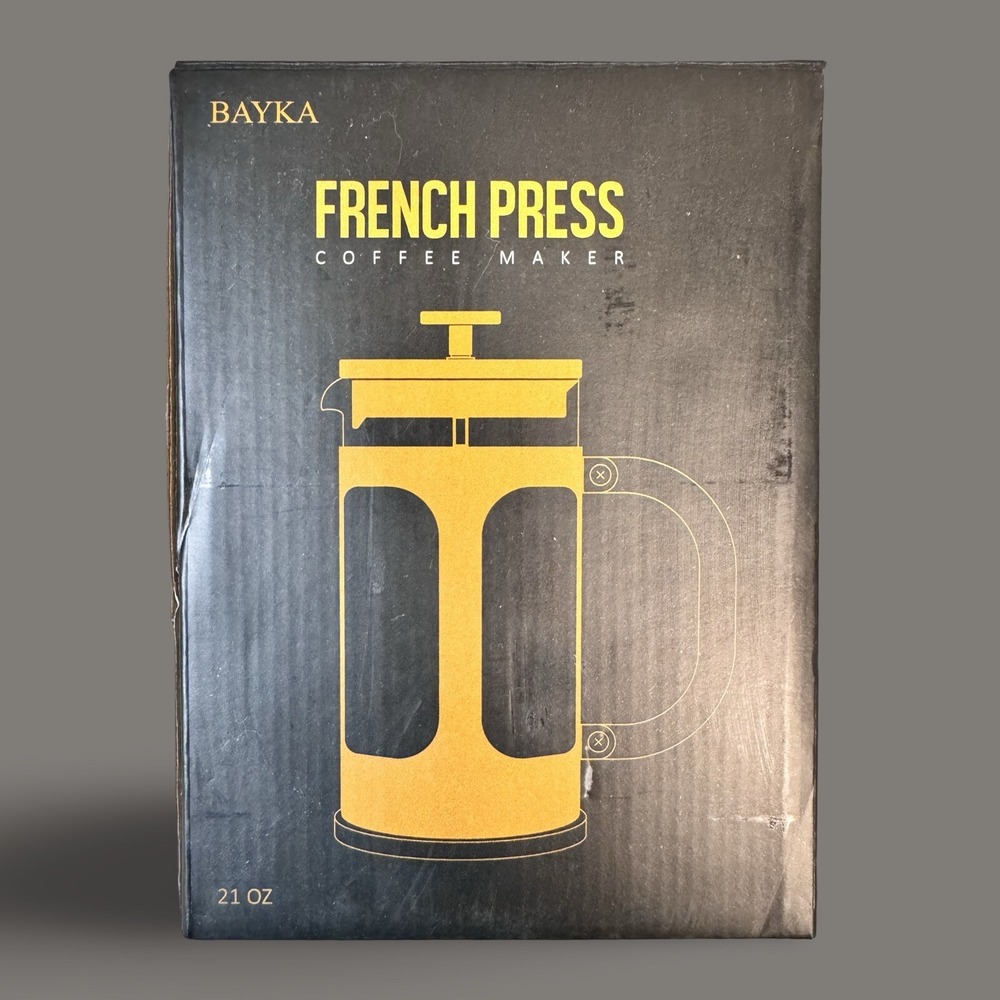 BAYKA 34 Ounce 1 Liter French Press Coffee Maker, Glass Classic Copper Press